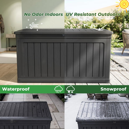 Cirui 270 Gallon Deck Box, Lockable Waterproof Storage Box, Outdoor Storage Bin for Package Delivery, Patio Cushions, Gardening Tools，Pool Accessories and Sports Equipment (Black,270 Gallon)
