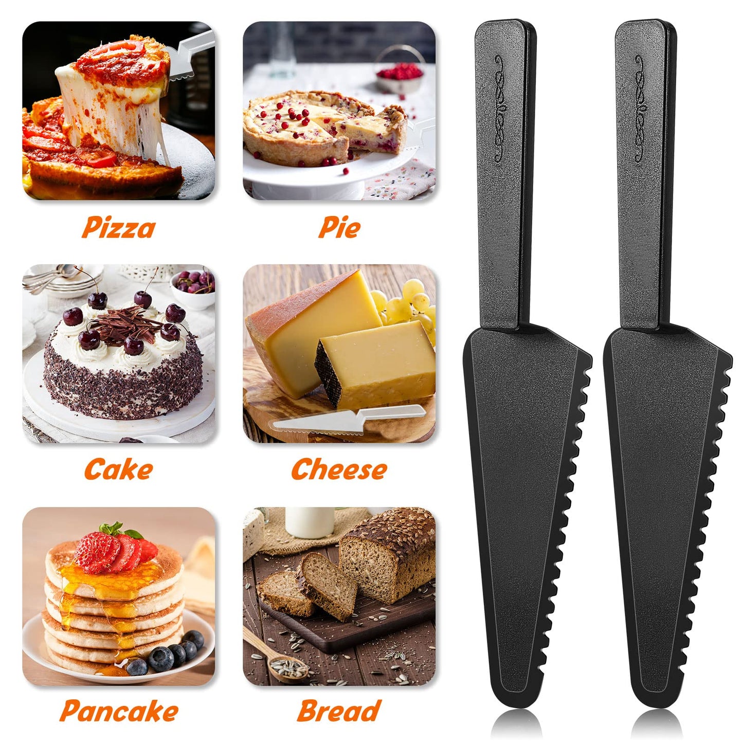 Suclain 50 Pieces Black Disposable Cake Knife Bulk for Wedding Party 9.1 Inch Plastic Cake Server Cutting Plastic Spatula Knives Pie Pizza Pastry Slicer Serving Utensils for Kitchen