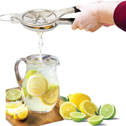[Free Citrus Tap Gift] EcoJeannie Jumbo FLAT PRESS Lemon Squeezer, 100% Stainless Steel, Silicone Handle (LS0003S)