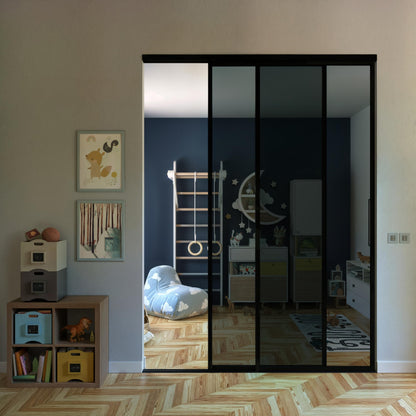 Doors55 Glass Room Divider and Sliding Glass Closet Doors - Lite Smoked Frosted Partition Wall - Wardrobe Closet Sliding Doors Lite Smoked Glass 48x96 inches