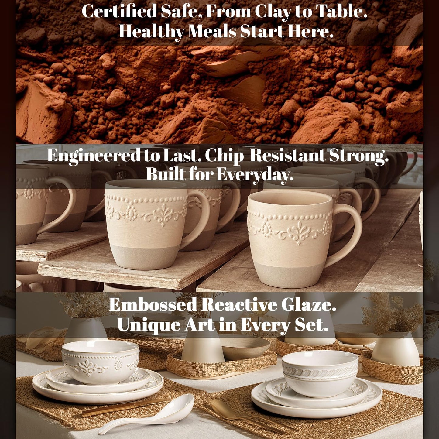 Artena Plates And Bowls Sets, 24 Pieces Dinnerware Sets, Dish Set For 6, Ceramic Kitchen Bowl And Plate Set, Embossed White Dishware Sets, Dishwasher & Microwave Safe (Damask Floral)