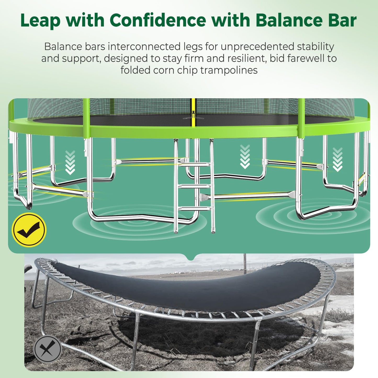 Tatub Upgrade 16FT Trampoline for Kids and Adults, Outdoor Recreational Trampolines with Basketball Hoop & Enclosure Net, Green