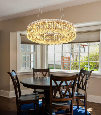 dolria Modern Crystal Pendant Lighting for Dining Room LED Dimmable Chandeliers Crystal Ceiling Light Fixtures for Living Room Foyer Hallway Entryway Silver