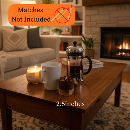 The Easy Strike Acacia Wood Match Holder with Striker & Extra Striker Pad - 3.25" x 2" Decorative Matchstick Organizer for Fireplace, Candles, Home Decor Gift, Matches Not Included (1 Pcs)