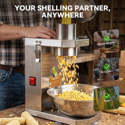 Newhai Electric Corn Sheller Commercial Corn Thresher Machine Stainless Steel Corn Peeler Corn Cob Stripper Tool for Home & Commercial Farm Use
