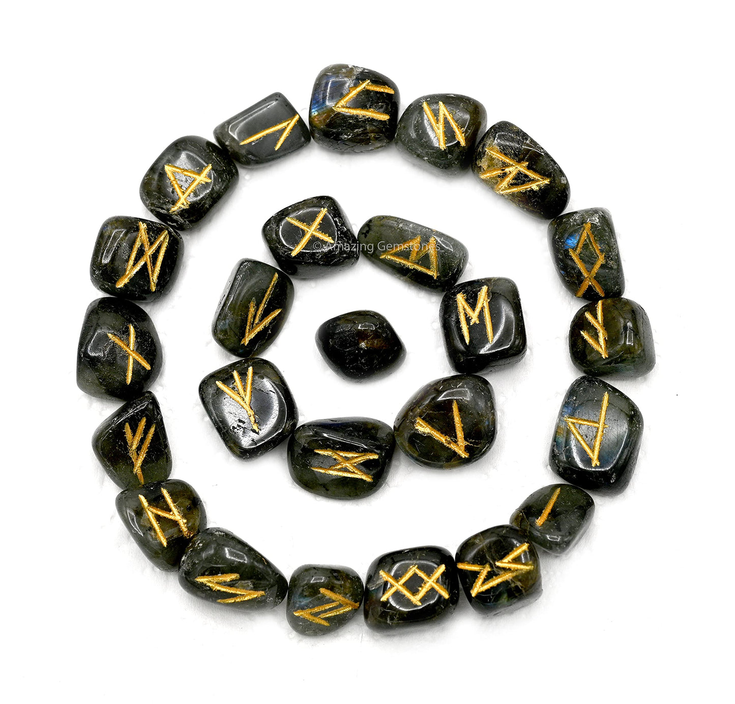 Amazing Gemstone Labradorite Crystal Runes Set of 25 Engraved Rune Stones with Runes Book PDF