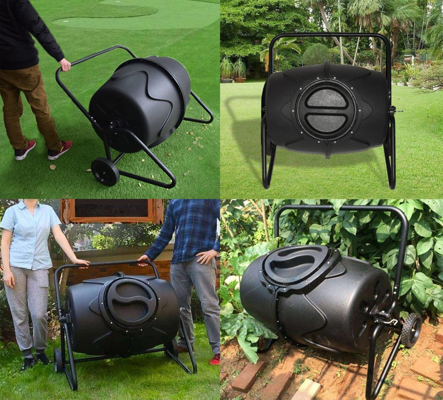 Compost Tumbler 170L - Large Outdoor Composter Bin with Wheels for Easy Movement, Perfect for Garden Yard Leaves and Kitchen Waste