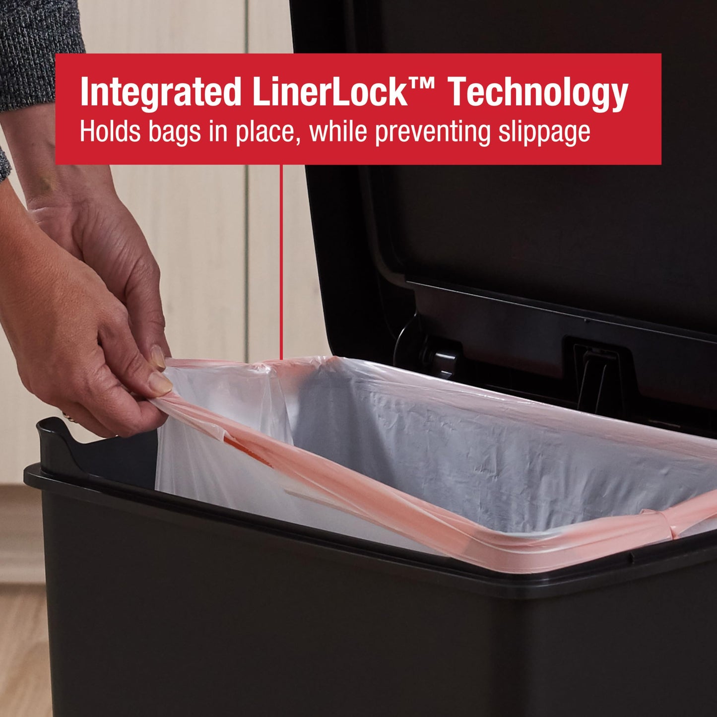 Rubbermaid Premier Series II Step-On Trash Can for Home and Kitchen, with Lid Lock and Slow Close, 12.4 Gallon, Charcoal, for Home/Kitchen/Garage/Apartment/Office