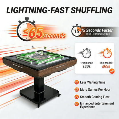 KEIKI Automatic Mahjong Table with 2 Sets of 152 Tiles (42mm), Ultra-Thin Foldable Shuffling Mahjong Table with Wheels & Hard Cover, for American Chinese & American Style Mah Jong