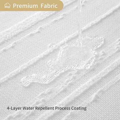 Lameirose White Shower Curtain Boho, Textured Shower Curtain Cotton Blend Waffle Weave Stripe Fabric Shower Curtains for Bathroom, Hotel, Washable, 72 x 72