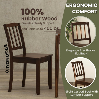 NAFORT Wooden Dining Chairs Set of 6, Slat High Back Solid Rubber Wood Chair, Vintage Dining Room Chairs with Max Load of 400 Lbs for Kitchen Table, Dining Room, Cafe, Restaurant