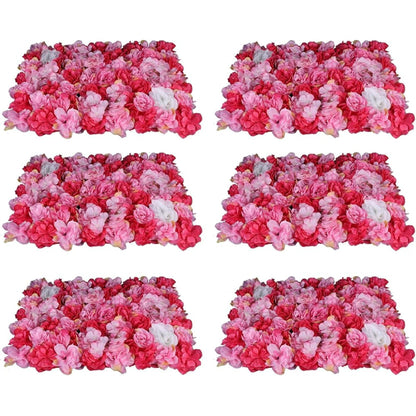 GOUZIBHD Floral Wall Panel for Wedding Celebrations Party Home Decor, 24x16in Faux Flower Wall Background, Artificial Flower Wall Panels, Silk Flower Backdrop