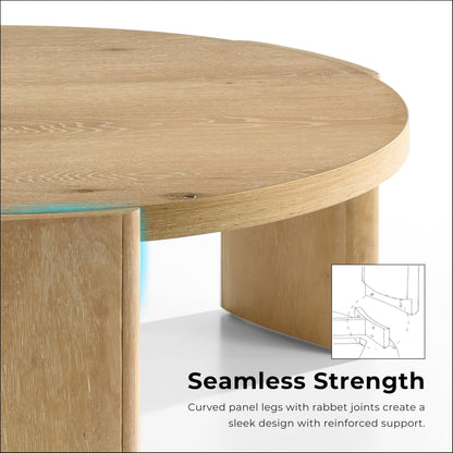 Furniture of America Carys Modern Solid Wood 2-Piece Coffee Table and End Table Set with Plinth Base, Living Room Furniture for Small Space, Home Office, Oak