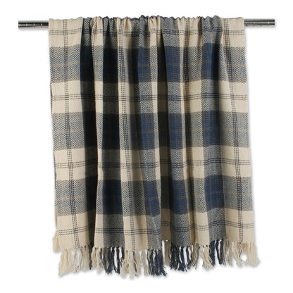 DII Farmhouse Woven Throw, 50x60 with 3" Fringe, French Blue