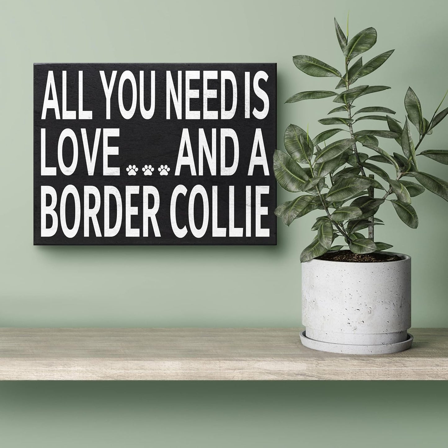 JennyGems Wooden Gift Sign - All You Need Is Love and a Border Collie - Rustic Home Decor for Dog Lovers - 8x6x1.5