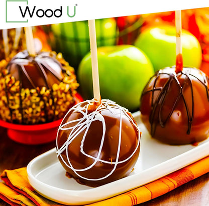 Wooden Candy Apple Sticks - 5.5"x3/16", Disposable 100 Pcs Cocktail Picks and Toothpicks for Appetizers