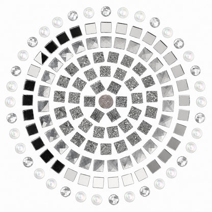 CHICSHIS 1000g Real Mirror Glass Mosaic Tiles for DIY, Silver Textured Square Tiles (15mm) with Iridescent Glass Gems, Mixed Shapes Stained Glass Set for Mosaic Art & Home Décor Projects