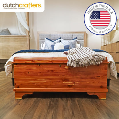DutchCrafters Red Cedar Wood Blanket Storage for Living Room, Fully Lined Hope Chest, Bedroom Bench, Lockable Storage Box, Locking Chest with Handles and Waterfall Edge - Amish Made in USA (35" Small)