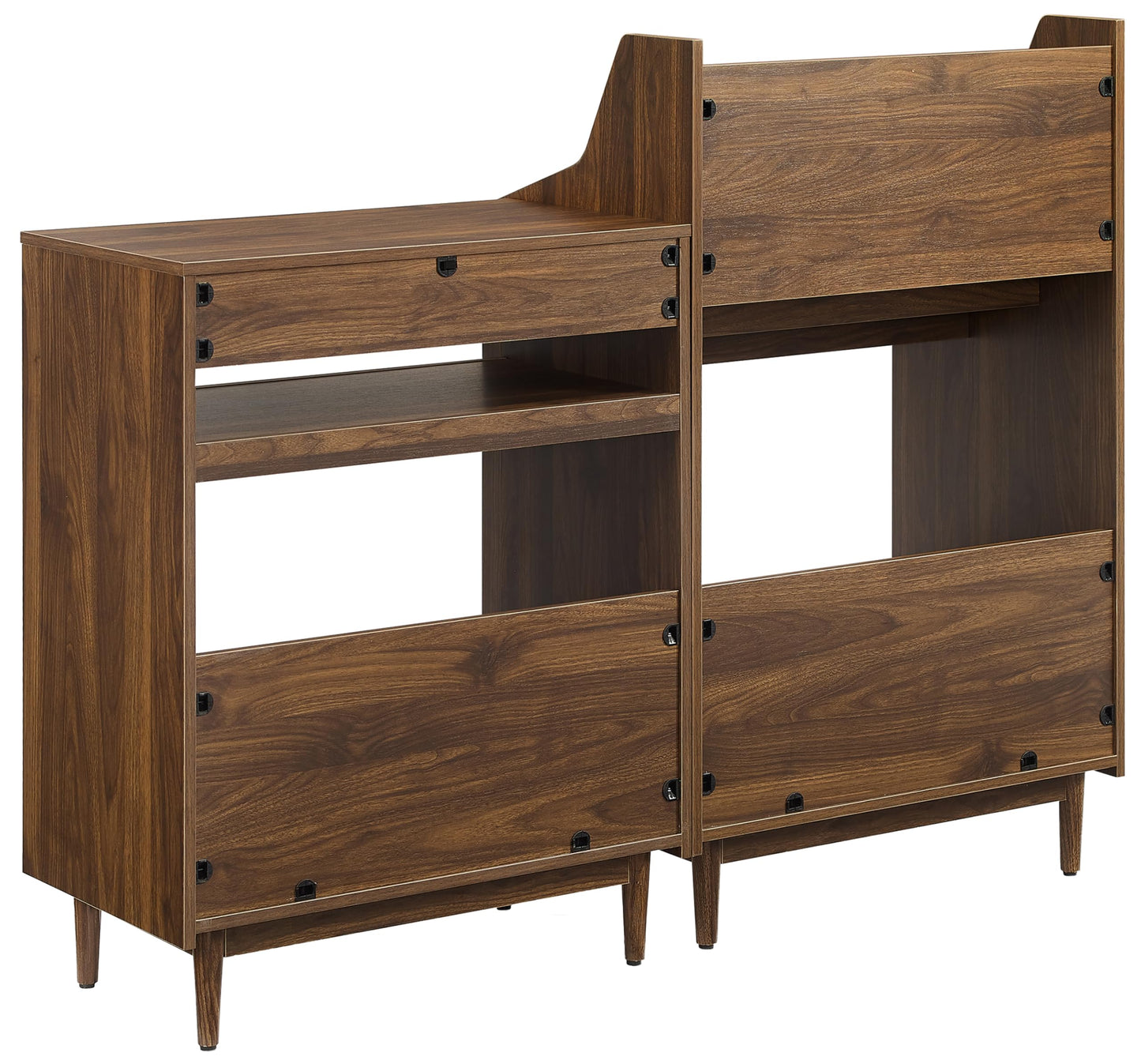 Crosley Furniture Liam 2-Piece Turntable Record Player Stand and Vinyl Storage, Mid Century Modern, Walnut