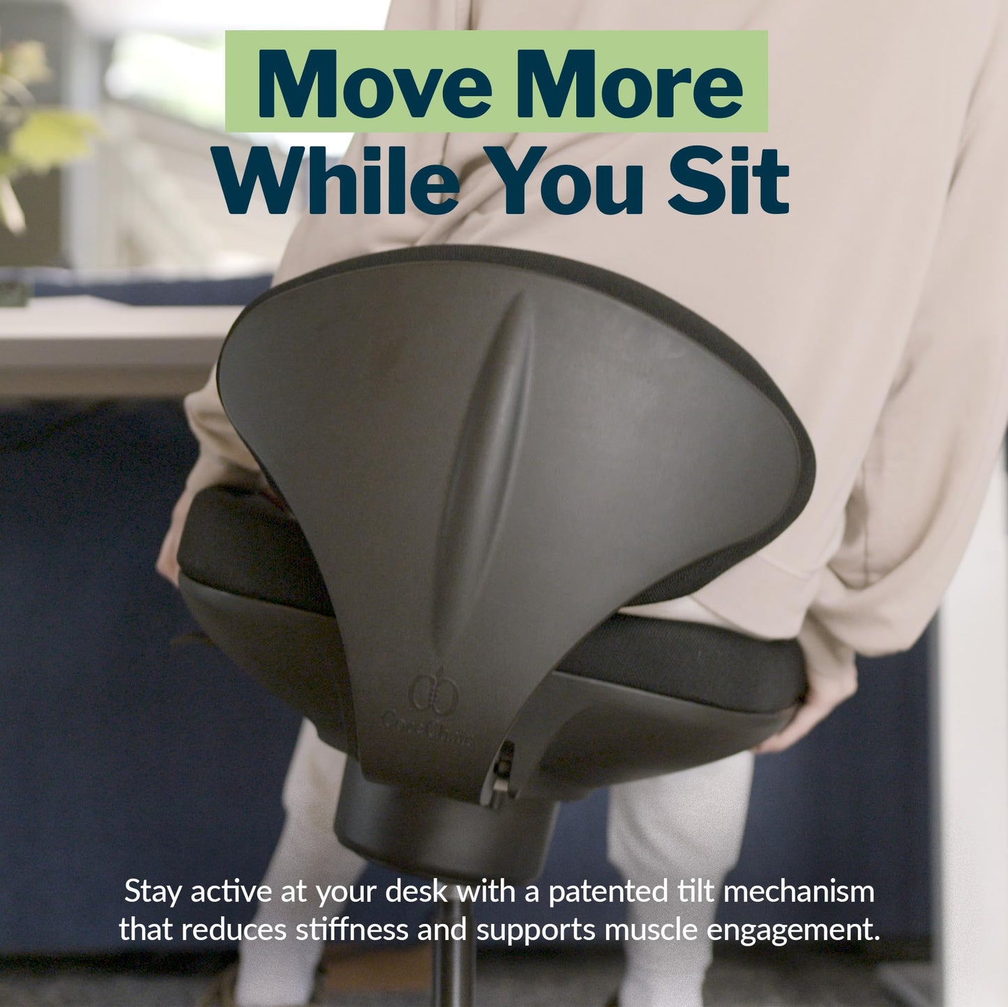 Vari CoreChair – Ergonomic Armless Office Chair for Active Sitting, Core Support & Posture – Adjustable Seat Height & Depth – Compact Task Chair for Home Office Desk – 250 lb Capacity (Black)