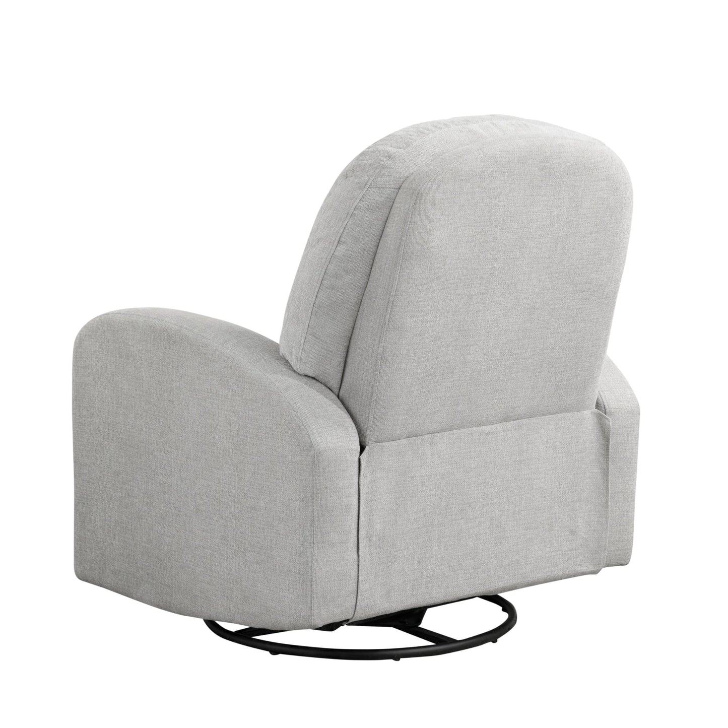 Relax-A-Lounger Palmdale 37.4" Swivel Rocker Manual Pull-Handle Recliner, Soft Modern, Pocket Coil Comfort, Black Metal Swivel Base Leg, Soft Chenille Fabric, Light Gray