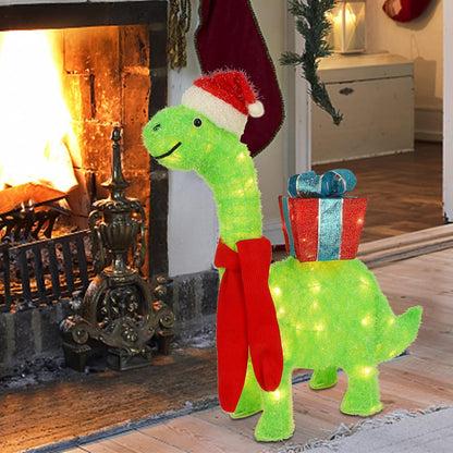 Waterglide Lighted Christmas Dinosaur - 27 Inch Pre-Lit 3D Brachiosaurus Yard Decor | Festive Holiday Display
