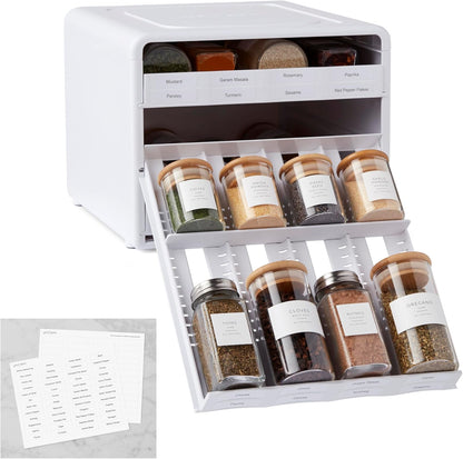 24-Bottle 104 YouCopia SpiceStack Adjustable Spice Rack Organizer, Pull-Down Seasonings and Spices Holder for Kitchen