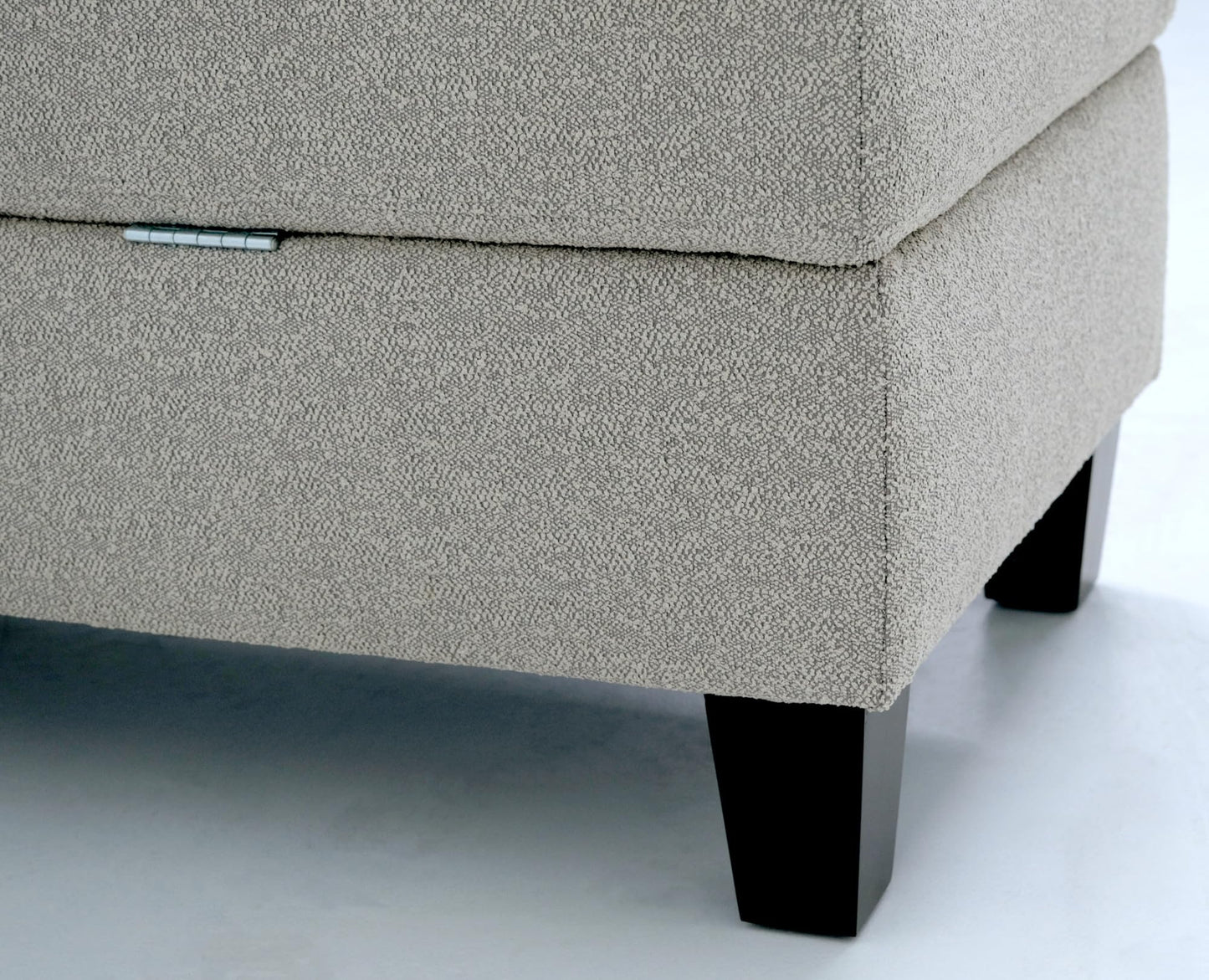 GDFStudio 48.6" Storage Ottoman Bench with Hidden Storage, Upholstered Rectangle Ottoman Foot Stool, End of Bed Bench with Solid Wood Legs for Bedroom Living Room Entryway, Easy Assembly, Pebble Gray