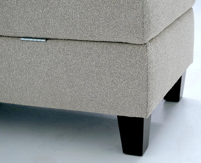 GDFStudio 48.6" Storage Ottoman Bench with Hidden Storage, Upholstered Rectangle Ottoman Foot Stool, End of Bed Bench with Solid Wood Legs for Bedroom Living Room Entryway, Easy Assembly, Pebble Gray