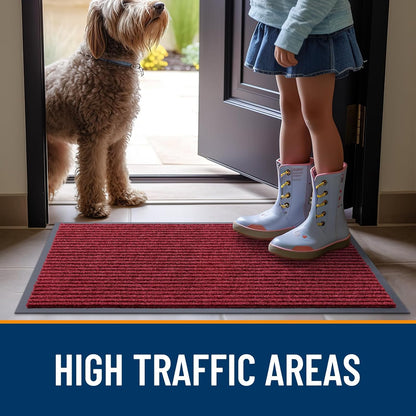 OLANLY Waterproof Heavy Duty Front Door Mat - Fade Resistant, Easy Clean, Low Profile | 29.5x17, Wine Red