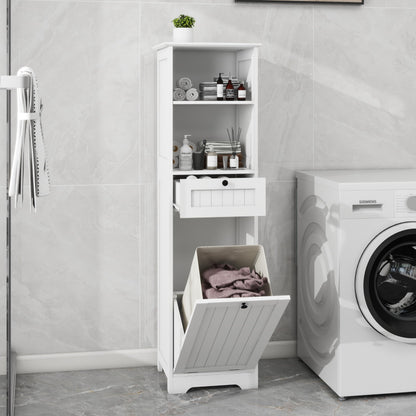 One Compartment One Drawer Tilt Out Laundry Sorter Cabinet White