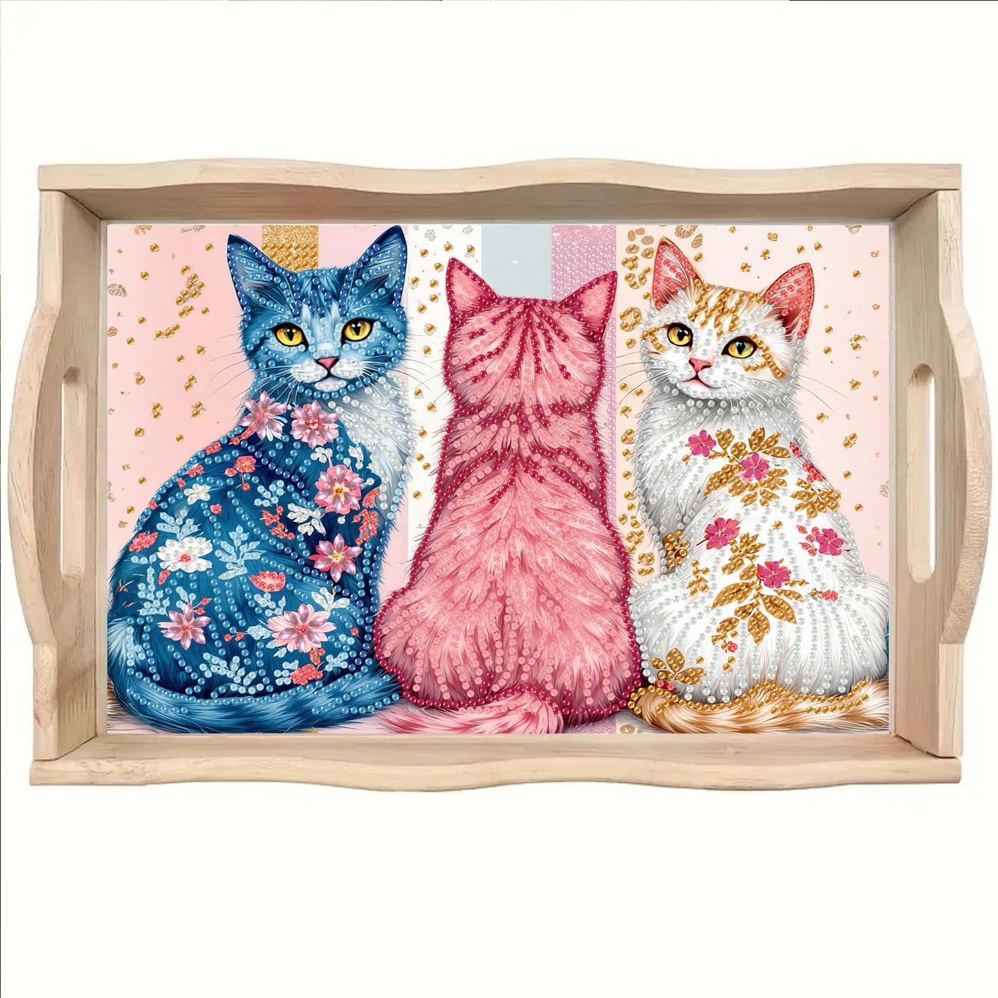 SHLUHA Diamond Art Kits for Adults Wooden Serving Trays with Handle Food Tray for Breakfast Home Decor Gift