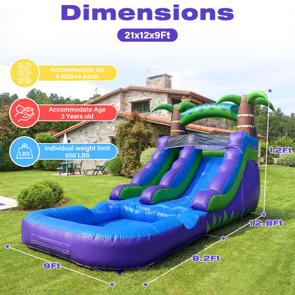 iLink-outer Inflatable Commercial Grade Water Slide with Water Tube and Blower for Kids and Adults All Age 21 x 12 x 9 FT Wet and Dry Huge PVC Pool for Summer Party
