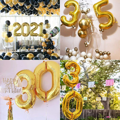 Lovoir 40 Inch Large Gold Number 2 Balloon: Jumbo Size Mylar Foil Helium Balloons for Birthday Party Decorations