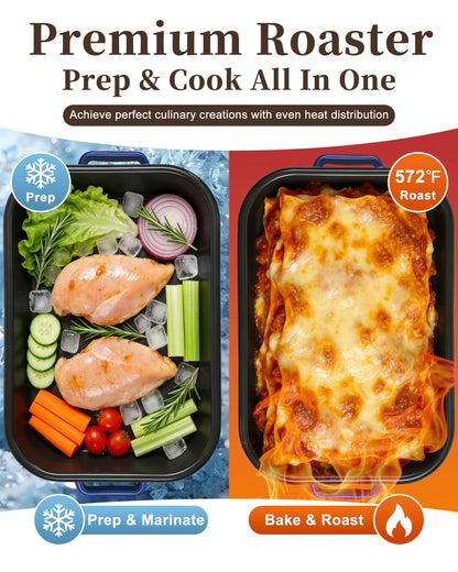 MCCSI Casserole Dishes for Oven Lasagna Pan 6-Piece Set with Handle & Rack 14&17 Inch Large Baking Deep Enamel Roasting Pan, Heat Resistance Dishwasher Safe Non-Stick Bakeware Mothers Day Wedding Gift