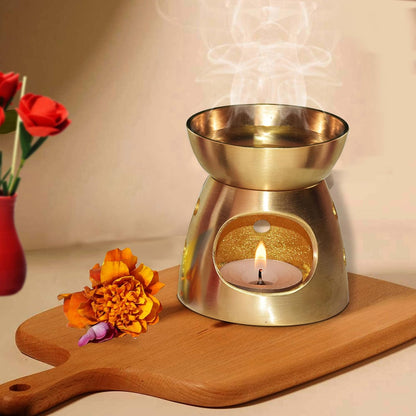 Pure Source India Brass Burner|Essential Oil Burner with Candle for Diffuser Oils | Relax with Home Aromatherapy