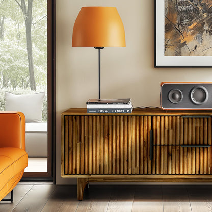 MEGSU 54" Bosk Fluted Acacia Wood TV Stand for TVs up to 60"–Mid-Century Modern Media Console with Storage, Soft-Close Drawers & Doors TV Stands for Living Room, Bedroom, 250 lbs Capacity, Walnut