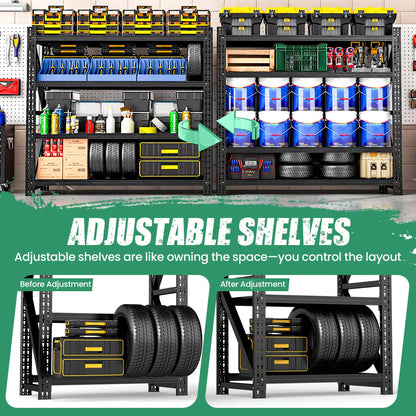 VIYET 4-Tier Heavy Duty Garage Shelving,Industrial Shelving for Commercial & Home Use,Garage Storage Racks Heavy Duty Steel Shelves,Ultra-Wide Metal Rack for 3‑Car Garages,Warehouses,Workshops