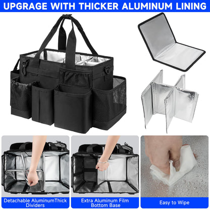 Cleaning Caddy Bag, Cleaning Supplies Organizer for Housekeepers, Housekeeping Caddy with Handle and Detachable Padded Cushion, Black