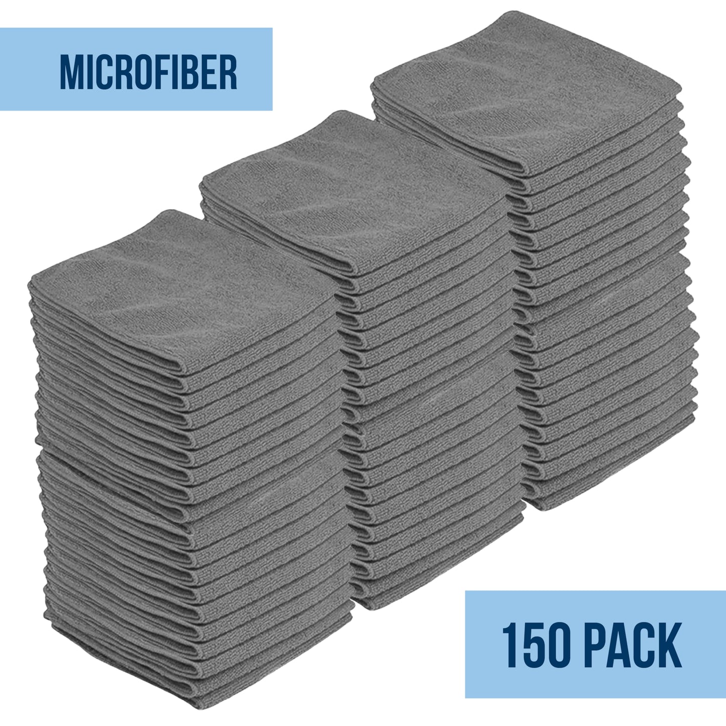 GREEN LIFESTYLE Microfiber Cleaning Cloth 11.5" x 11.5" 150 Pack - Edgeless Microfiber Towels for Cars, Cleaning Rags, Lint Free Car Microfiber Towel, Reusable Cleaning Cloths for House, Garage (Grey)
