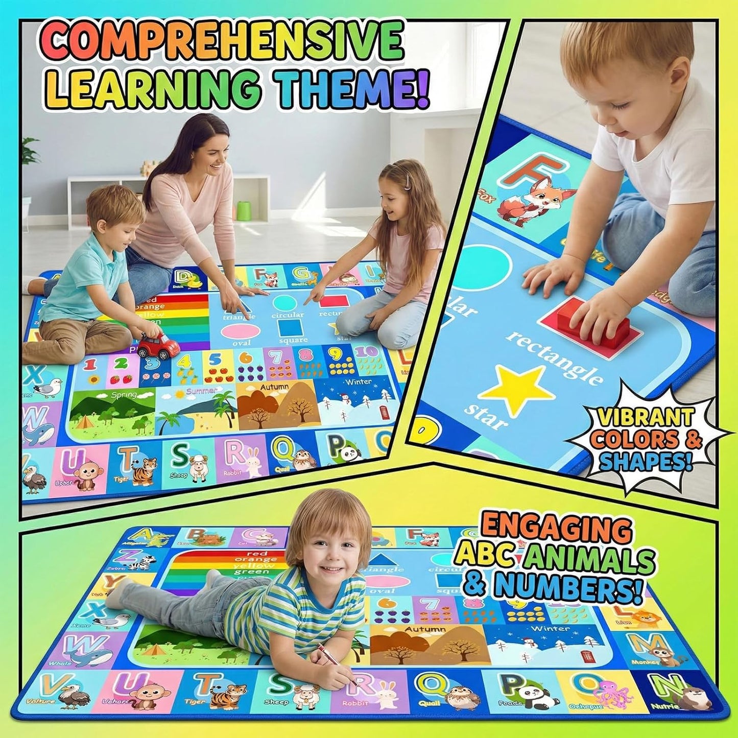 2.5x4 Kids Rug for Playroom Bedroom, Feet Educational ABC Area Rug for Classroom Nursery, Non-Slip Alphabet Learning