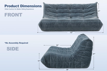 Cansunna Bean Bag 3-Seater Chair Big Sofa Beanbag Chair for Adults Fireside Chair Bean Bag Lounger with Memory Foam Filled for Home,Apartment or Gaming Venue（Grey Plush）