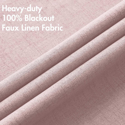 MIULEE Blackout Curtains - 100% Thermal Insulated Linen Texture Drapes - Pink, 52x54 Inch (2 Panels)