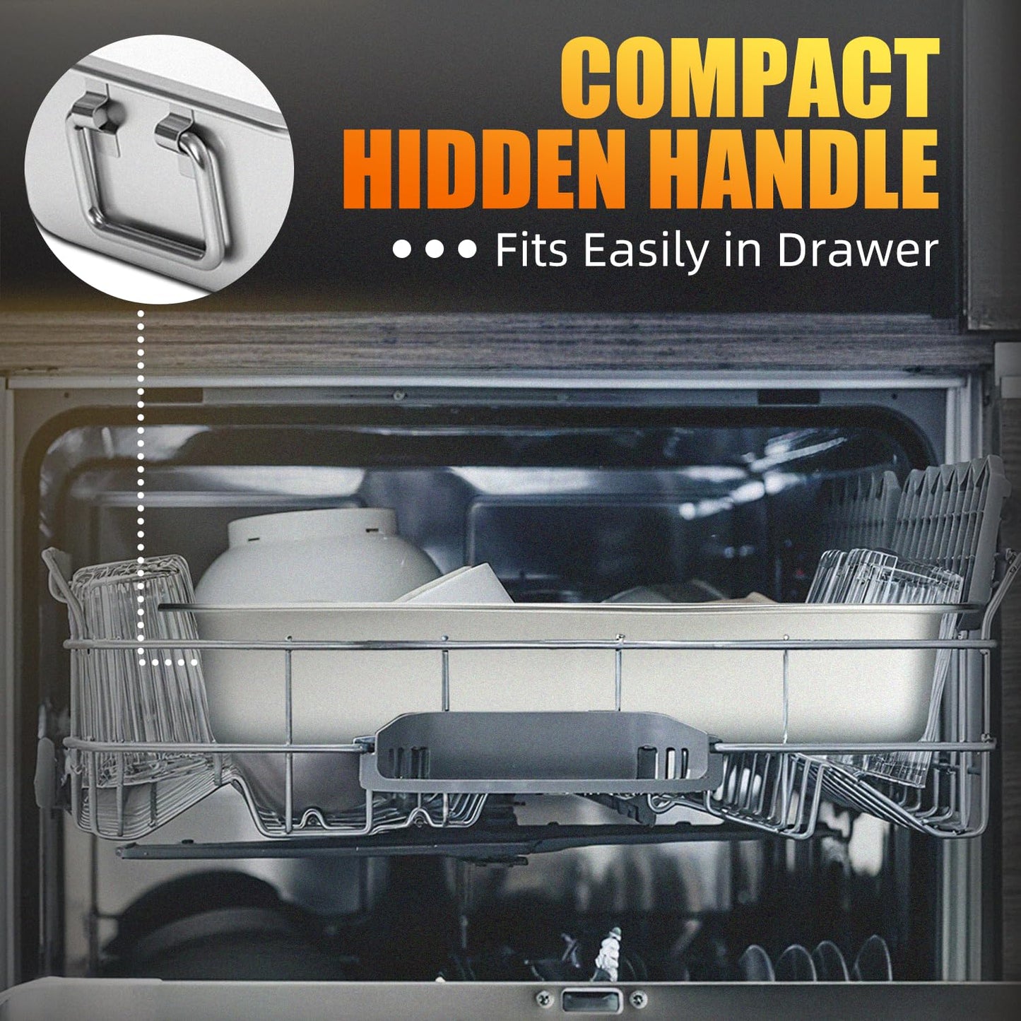Stainless Steel Turkey Roasting Pan with Rack & Handles, Heavy Duty Food-Safe Turkey Pan Dishwasher Safe, Perfect for Cooking Turkey and Steak for Thanksgiving and Christmas (Standard)