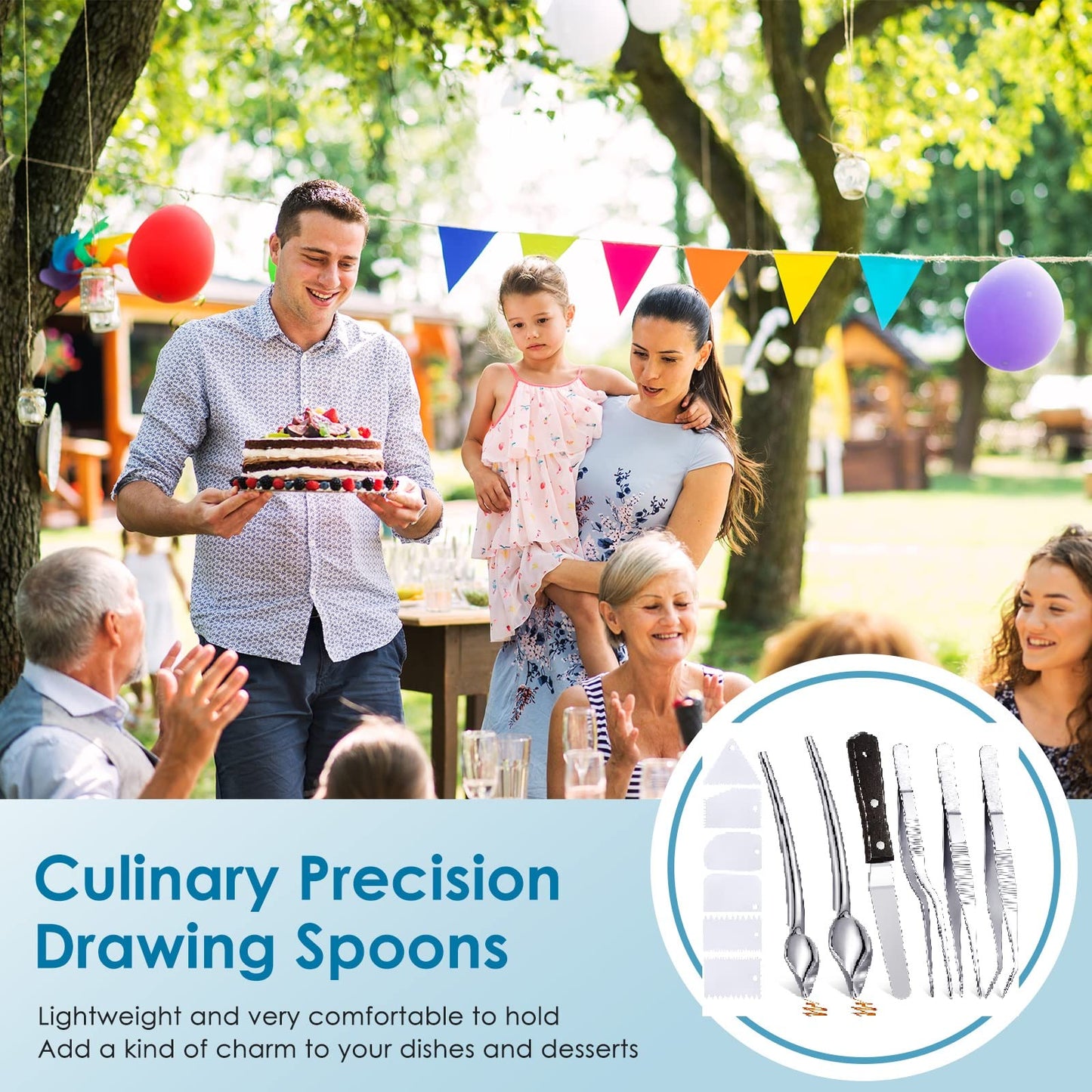 Patelai 12 Pcs Chef Plating Tools Plating Drizzle Spoons Cooking Tweezers Culinary Precision Stainless Steel Drawing Spoons Plastic Dough Scrapers Wood Icing Spatula for Chef Cake Candy Decorating