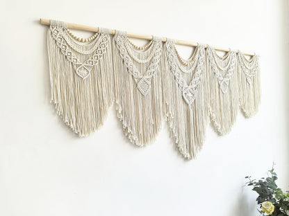 Extral Large macrame wall hanging, 71'' W x 32'' L boho wall art tapestry wall decor for urban entryway,living room,bedroom decor, headboard woven wall art, big fiber art over couch art for Yarn hallway