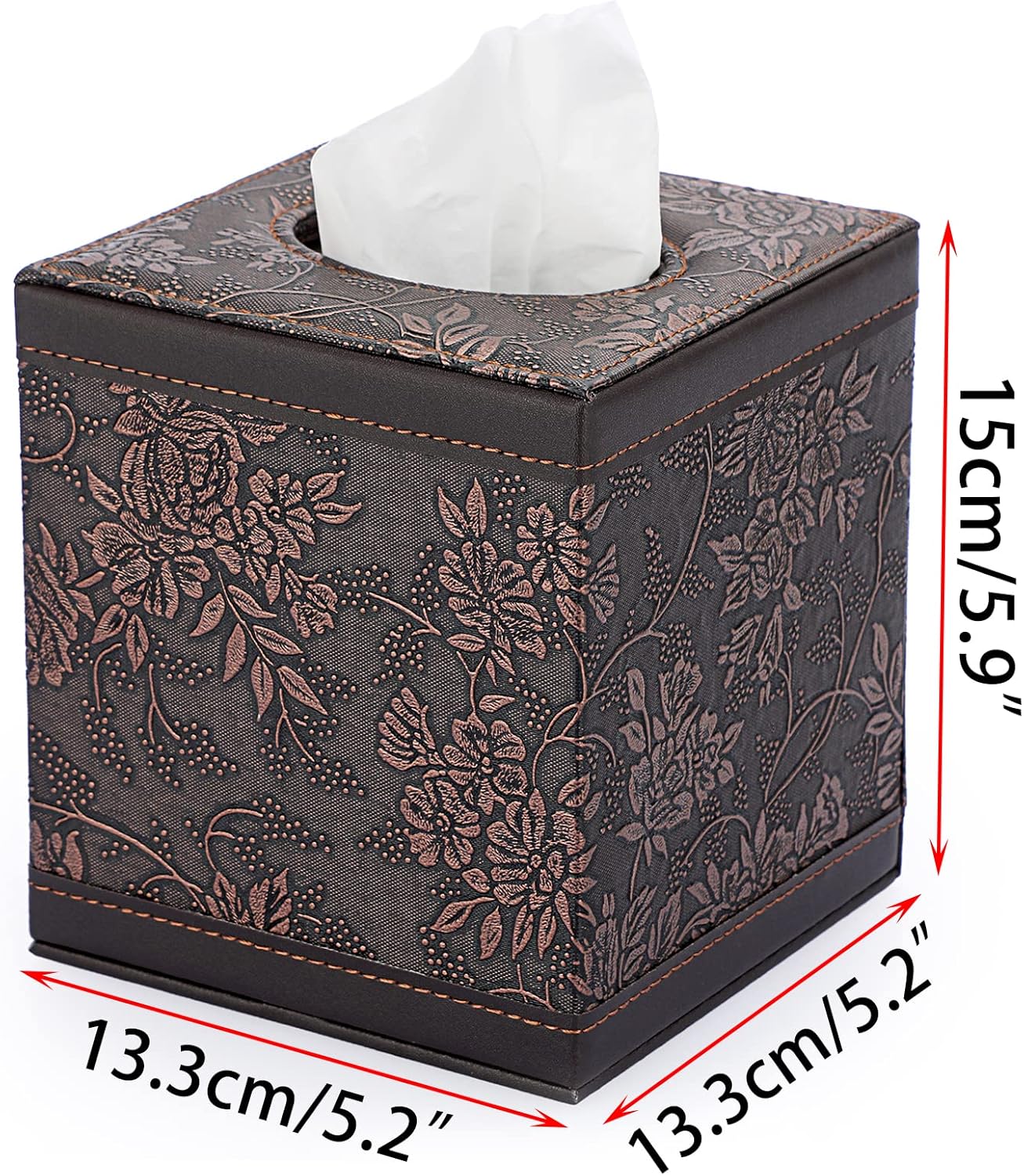 Sumnacon Square Leather Tissue Box Cover - Stylish Cube Tissue Box Holder with Magnetic Bottom, Decorative PU Tissue