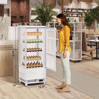 ActiveTrail Countertop Refrigerator 3.5 Cu.ft, Commercial Pastry Display Case with LED, Frost-Free Air Cooling, Lockable Glass Door Fridge for Bakery, Cafe, Restaurant