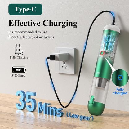 Minthouz 17000Pa Handheld Car Vacuum - 120W Cordless Vacuum Cleaner with LED/SOS Light