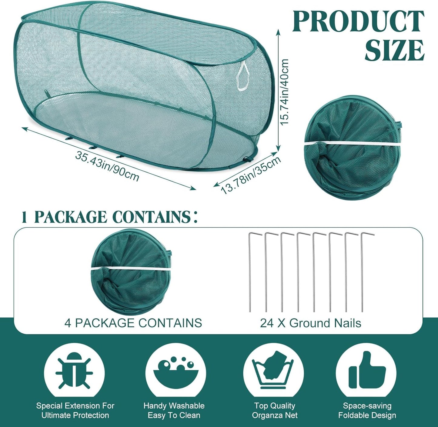 Threehoney 4 35'' 14'' 16'' Pcs x x Pop up Garden Mesh Plant Cover Outdoor Plant Protector Garden Row Raised Bed Cover